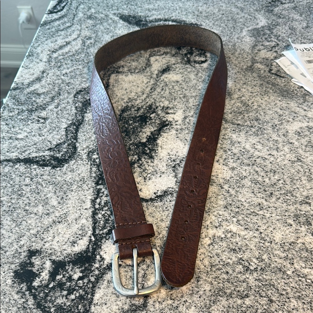 American Eagle Outfitters Brown Silver Leather Belt